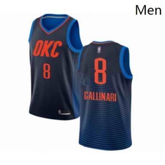 Mens Oklahoma City Thunder 8 Danilo Gallinari Authentic Navy Blue Basketball Jersey Statement Edition